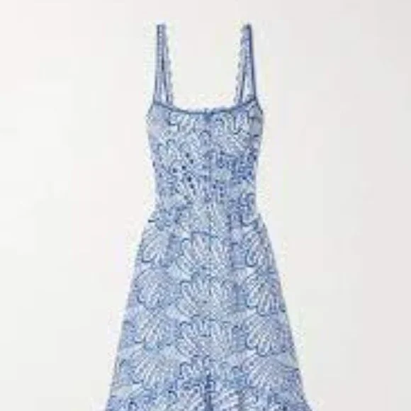 NWT Charo Ruiz Ibiza "IRENE" M Embroidered Crochet Lace Dress Cotton White Blue - Picture 11 of 11